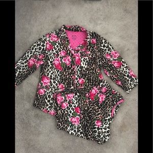Nick & Nora Leopard and Pink Rose Pajama Set